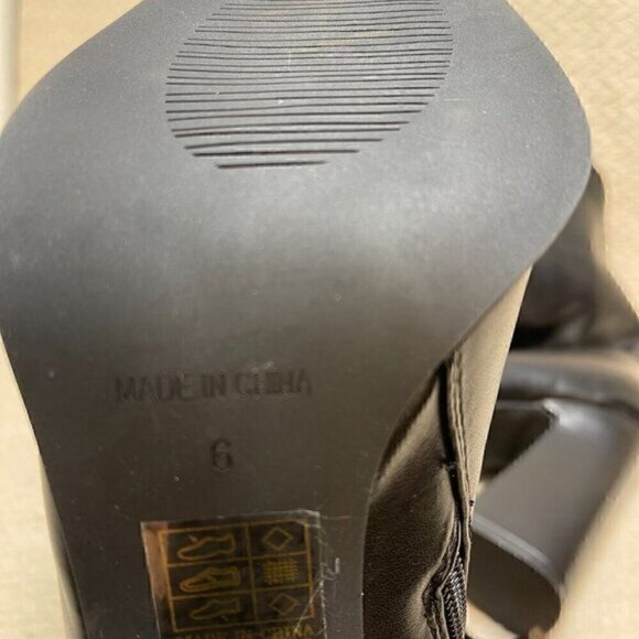 Princess Polly Mid-Calf Black Boots Women’s 6 Square Toe Block Heel Side Zipper - Picture 14 of 16